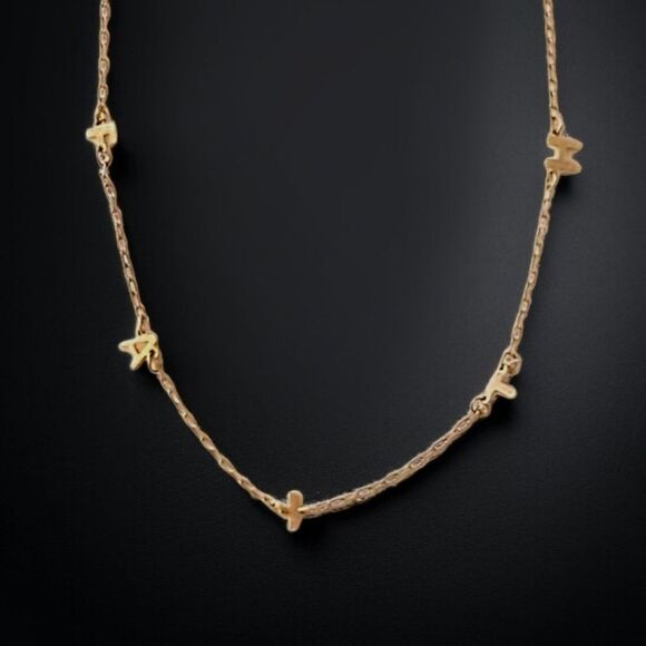 Vintage FAITH Spell Out Necklace Jane Marie Gold Tone Religious Letters Charms. - Picture 1 of 16